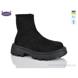 Черевики жіночі стильні Весна/осінь 6725 чорний замш байка (6 пар р.36-40) "Garti" недорого оптом від прямого постачальника