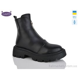 Черевики жіночі стильні Зима 307 чорна шкіра хутро (6 пар р.36-40) "Garti" недорого оптом від прямого постачальника