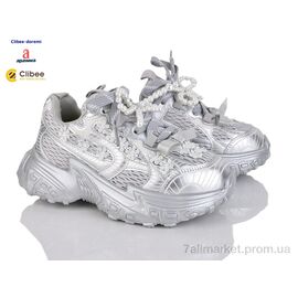 Кросівки дитячі модні Весна/осінь AD175126-1 silver (7 пар р.31-37) "Clibee-Doremi" недорого оптом від прямого постачальника