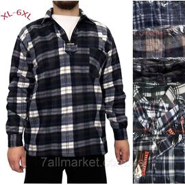 Фотография Рубашка мужская на флисе полу-батал  размер XL-6XL (микс цв)"NICOLAS" недорого от прямого поставщика