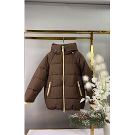 Фотография Курка детская зимняя на девочку YS92 brown р.140-164 "Delfinka" недорого оптом от прямого поставщика