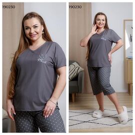 Фотография Пижама лёгкая женская 190230 d.grey р.2XL-4XL "Vehuiah" недорого оптом от прямого поставщика