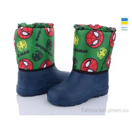 Фотография Сапоги из пены детские зима СПП спайдер мен зелений 2025 (8 пар р.30-37) "DeMur" недорого оптом от прямого поставщика