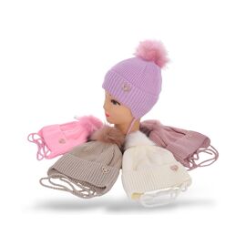 Фотография Шапка детская зимняя на девочку WE001-3 на флісі mix р.48-52 "Angelica" недорого оптом от прямого поставщика