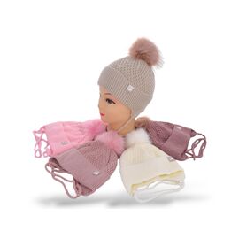 Шапка дитяча зимова на дівчинку WI001-4 на флісі mix р.46-50 "Angelica" недорого оптом від прямого постачальника