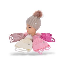 Шапка дитяча зимова на дівчинку WI001-6 на флісі mix р.46-50 "Angelica" недорого оптом від прямого постачальника