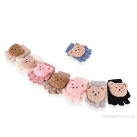 Рукавички для дітей Зима 5205 (тедди) mix (12 шт. р.сітка1-3) "TUZZI" недорого оптом від прямого постачальника