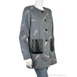 Пальто жіноче Весна/осінь 11942-2 grey (5 шт. р.сіткаOne size) "Obuvok" недорого оптом від прямого постачальника