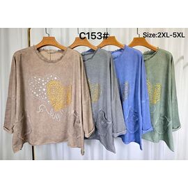 Фотография Свитер женский C138 grey р.2XL-5XL "Kaffir Lily" недорого оптом от прямого поставщика