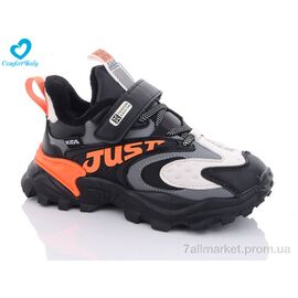 Фотография Кроссовки детские модные зима 2063А чорно-помаранчевий (7 пар р.31-36) "Comfort-baby" недорого оптом от прямого поставщика