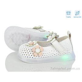 Туфлі дитячі зручні Літо B1081 white LED (5 пар р.21-25) "PoniTop kids" недорого оптом від прямого постачальника