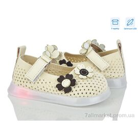 Туфлі дитячі зручні Літо B1081 beige LED (5 пар р.21-25) "PoniTop kids" недорого оптом від прямого постачальника