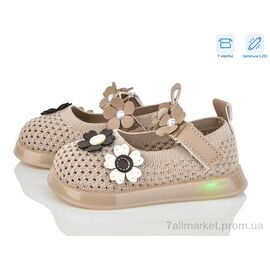 Туфлі дитячі зручні Літо B1081 khaki LED (5 пар р.21-25) "PoniTop kids" недорого оптом від прямого постачальника
