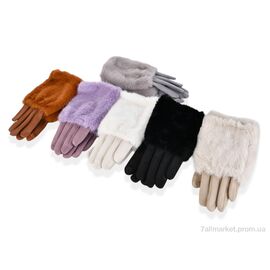 Фотография Перчатки женские Зима 608  замш-хутро mix (10 шт. р.сетка 6,5-8,5) "PAIDI" недорого оптом от прямого поставщика