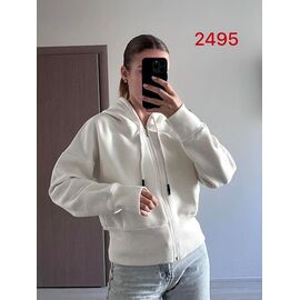 Фотография Кофта спортивная женская тёплая 2495 white р.42-48 "FSN" недорого оптом от прямого поставщика