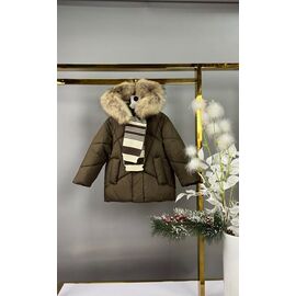 Фотография Курка детская зимняя на девочку 1813 khaki р.98-122 "Delfinka" недорого оптом от прямого поставщика