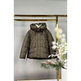 Фотография Курка детская зимняя на девочку 6609 khaki р.122-146 "Delfinka" недорого оптом от прямого поставщика