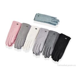Фотография Перчатки женские Зима 262-5 (тедді-замша) mix (12 шт. р.сетка 6,5-8,5) "CAP" недорого оптом от прямого поставщика