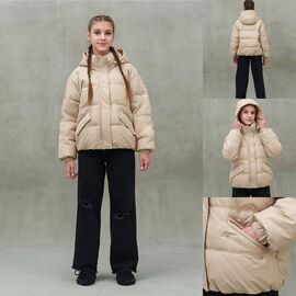 Курка дитяча зимова на дівчинку M162 beige р.140-152 "Moda school" недорого оптом від прямого постачальника
