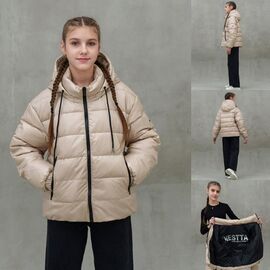Курка дитяча зимова на дівчинку M163 beige р.140-164 "Moda school" недорого оптом від прямого постачальника