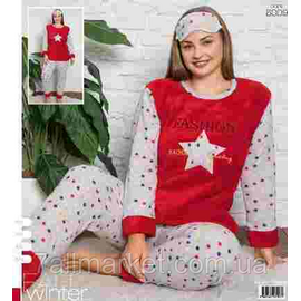 Фотография Пижама женская с принтом звезда махровая, размеры 3XL-5XL (2цв) "MODY" купить недорого от прямого поставщика