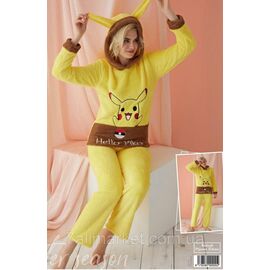 Фотография Пижама женская махровая ПИКАЧУ с капюшоном  размеры S-XL "MODY" недорого от прямого поставщика