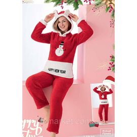 Фотография Пижама женская махровая с капюшоном СНЕГОВИК размеры S-XL "MODY" недорого от прямого поставщика