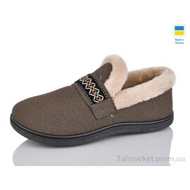 Тапки жіночі для будинку Зима T06 коричневий (8 пар р.37-41) "Крок" недорого оптом від прямого постачальника