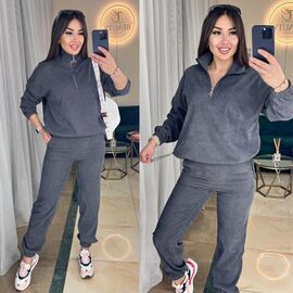 Костюм спортивний жіночий теплий 6030 d.grey р.42-52 "LINDA" недорого оптом від прямого постачальника