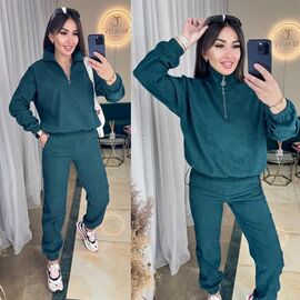 Костюм спортивний жіночий теплий 6030 green р.42-52 "LINDA" недорого оптом від прямого постачальника