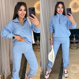 Костюм спортивний жіночий теплий 6030 l.blue р.42-52 "LINDA" недорого оптом від прямого постачальника