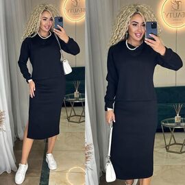 Фотография Костюм женский тёплый 6033 black р.42-50 "LINDA" недорого оптом от прямого поставщика