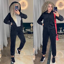 Костюм спортивний жіночий теплий 6047 black р.42-50 "LINDA" недорого оптом від прямого постачальника