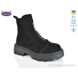 Фотография Ботинки женские стильные зима 307 чорний замш хутро (6 пар р.36-40) "Garti" недорого оптом от прямого поставщика