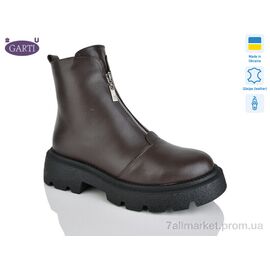 Фотография Ботинки женские стильные зима 307 корич шкіра хутро (6 пар р.36-40) "Garti" недорого оптом от прямого поставщика