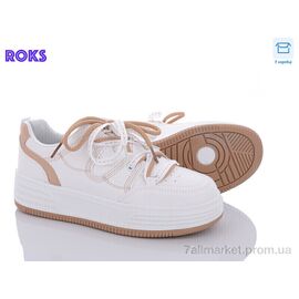 Фотография Кроссовки женские модные Весна/осень L010 white-khaki (6 пар р.36-40) "Roks" недорого оптом от прямого поставщика