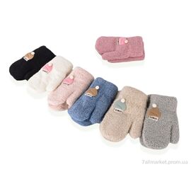 Фотография Варежки детские Зима 5213 (хутро) mix (12 шт. р.сетка One size) "CAP" недорого оптом от прямого поставщика