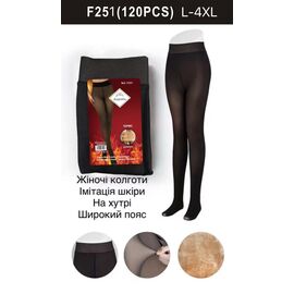 Колготи жіночі теплі F251-1 black мех р.L-4XL "Алия" недорого оптом від прямого постачальника