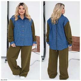 Фотография Костюм женский двойка брюки и рубашка большие размеры р.50-52;54-56;58-60 "VIKA" купить недорого от прямого поставщика