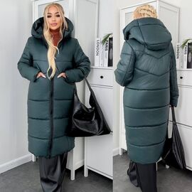 Пальто зимове жіноче 1099 green р.50-60 "Seven Zikina" недорого оптом від прямого постачальника