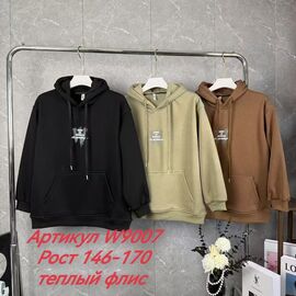 Худи дитячий на хлопчика W9007 brown р.146-170 "Delfinka" недорого оптом від прямого постачальника