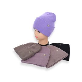 Шапка зимова жіноча KM020-2 подвійна mix р.56-60 "Angelica" недорого оптом від прямого постачальника