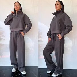 Костюм спортивний жіночий теплий TB24 grey р.S-L "i8denim Women" недорого оптом від прямого постачальника