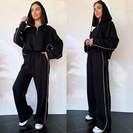 Костюм спортивний жіночий теплий TB25 black р.S-L "i8denim Women" недорого оптом від прямого постачальника