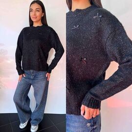 Фотография Свитер женский TB93 black р.one size "i8denim Women" недорого оптом от прямого поставщика