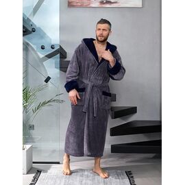 Фотография Халат мужской LD72 grey р.XL-3XL "Lindros" недорого оптом от прямого поставщика