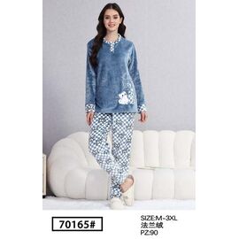 Фотография Пижама тёплая женская 70165 l.blue р.M-3XL "HOME STYLE" недорого оптом от прямого поставщика