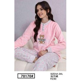 Фотография Пижама тёплая женская 70170 pink р.M-3XL "HOME STYLE" недорого оптом от прямого поставщика