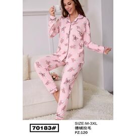 Фотография Пижама тёплая женская 70183 pink р.M-3XL "HOME STYLE" недорого оптом от прямого поставщика