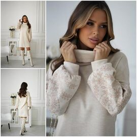 Сукня тепла жіноча 7560 beige р.42-52 "Alisa Brand" недорого оптом від прямого постачальника